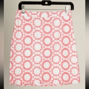 Banana Republic Skirt Women’s 0 White Pink A Line Embroidered Lined 100% Cotton